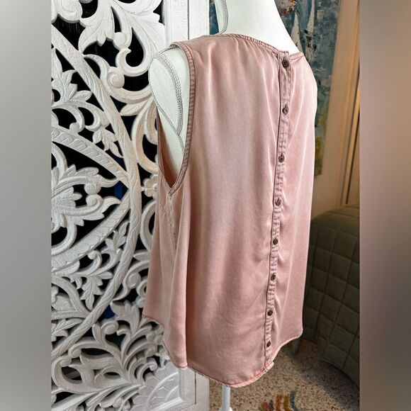 C&C California Sleeveless Button Up the Back Top Vintage Dusty Pink Size L - Picture 6 of 8